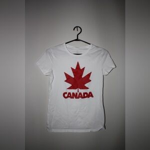 Hudson’s Bay Team Canada Olympic 2016 Authenic White Tee with Red Maple Leaf
